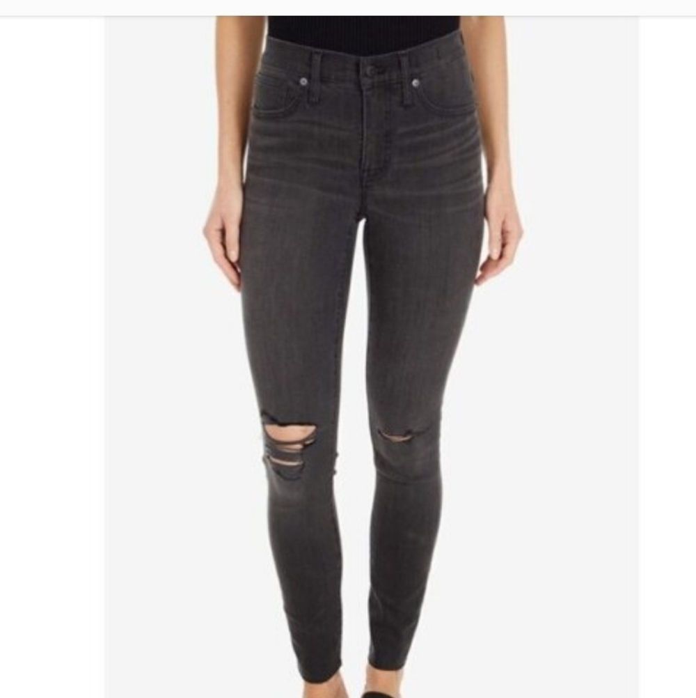 Madewell 9” Mid-Rise Skinny Jeans W28 Distressed Raw Hem Magic Pockets